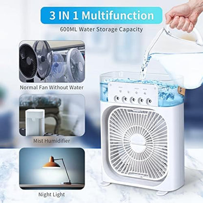 Portable Cooling Fan with 7 Colors LED Light