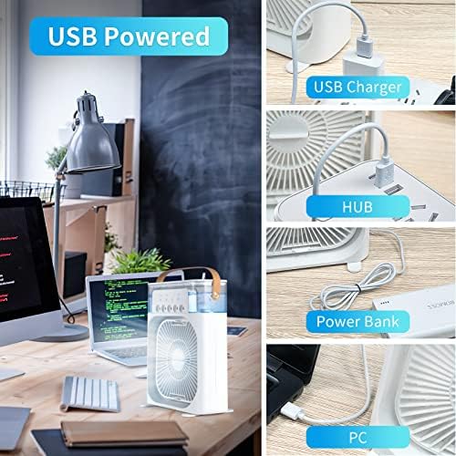 Portable Cooling Fan with 7 Colors LED Light