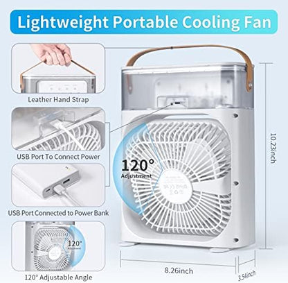 Portable Cooling Fan with 7 Colors LED Light