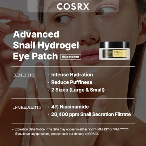 COSRX Advanced Snail Hydrogel Eye Patch (60pc), Gel Serum Mask
