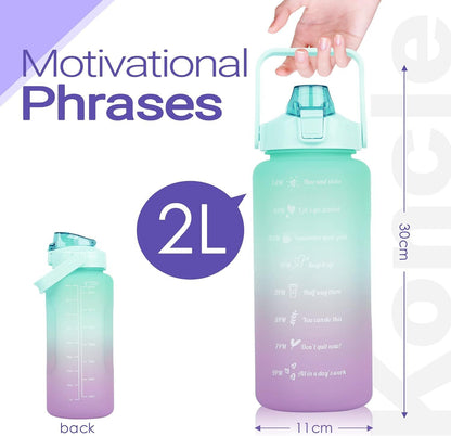 Motivational Water Bottle With Straw